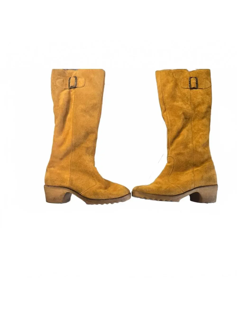 Vintage 1970s Suede Shearling Boots, Boho Mod Winter Boots, side zip